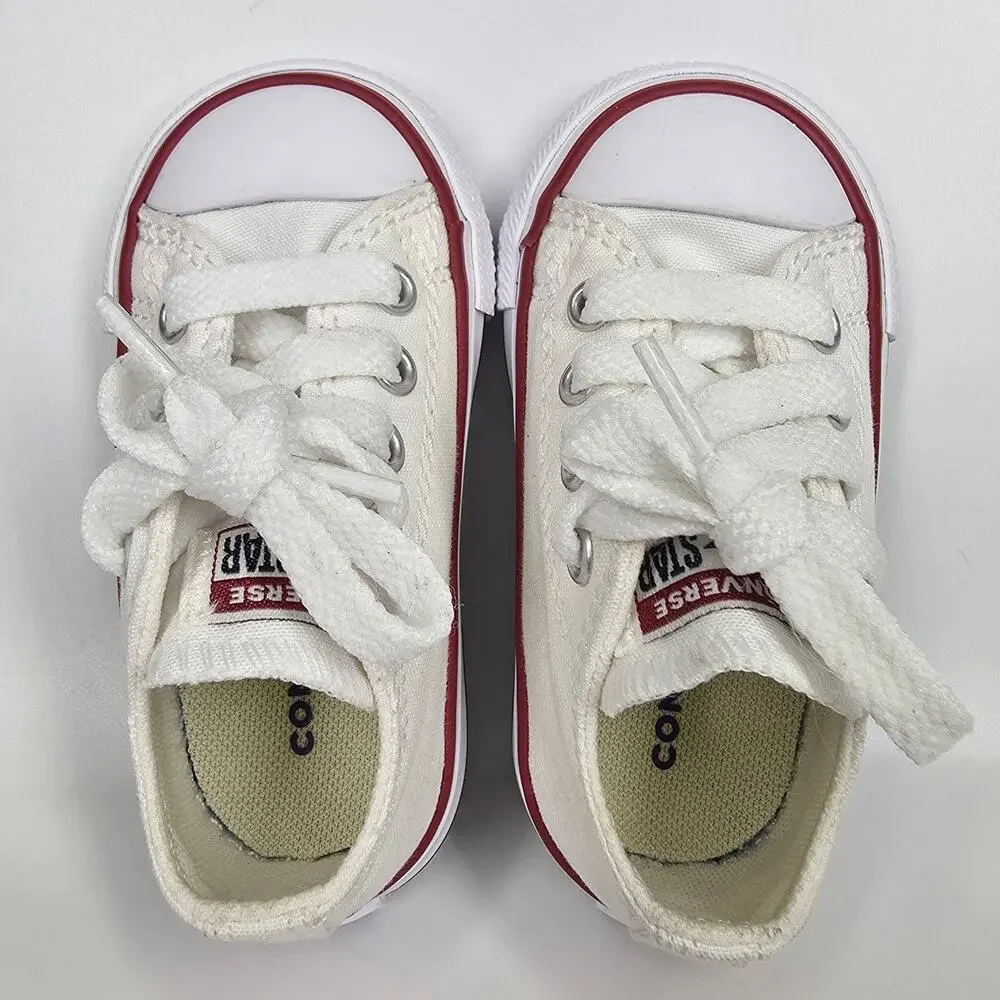 CONVERSE ALL STAR CLASSIC LOW-TOP INFANT SHOES – SIZE 4 – CREAM CANVAS